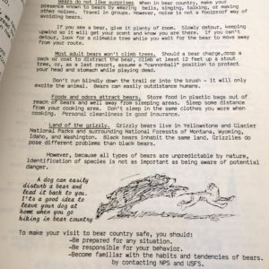 1986 PNTA Newsletter - Bear Safety