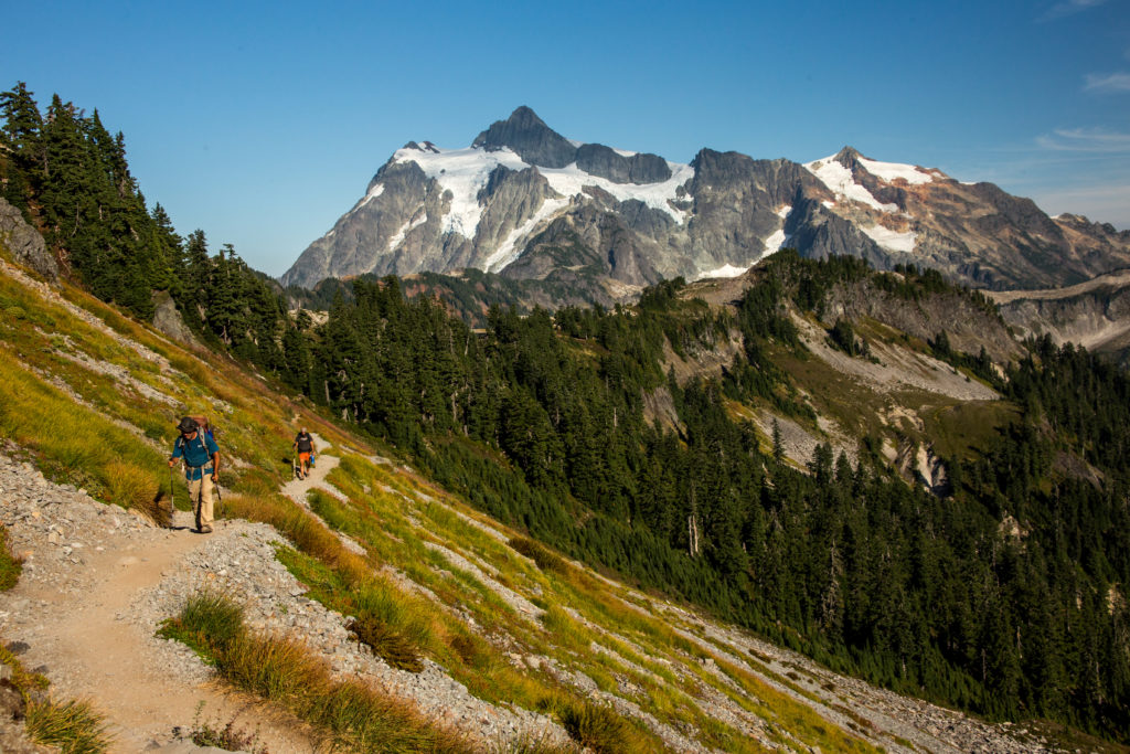 Hikers and Mount Shuksan